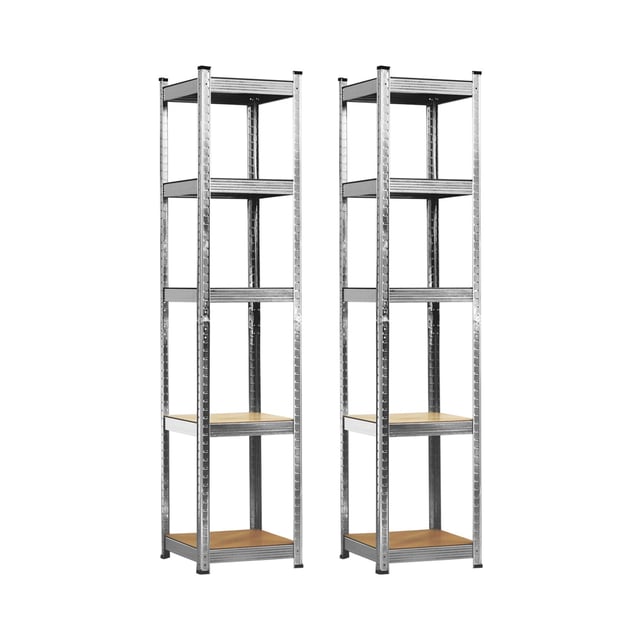 Confezione 2 Scaffali Modulari con 5 Ripiani Regolabili 180x40x40cm Grigio 175Kg Thinia Home