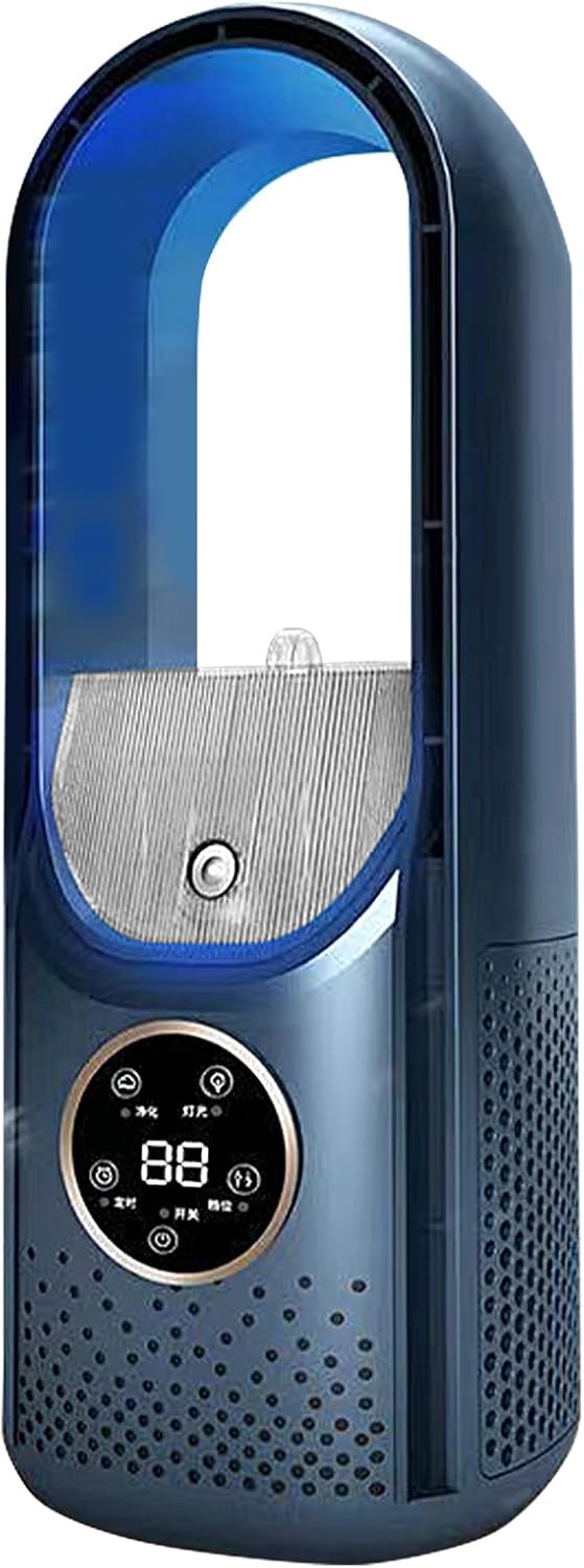 Wentylator bezłopatkowy, 6 prędkości, cichy, pionowy, odpowiedni do użytku wewnątrz pomieszczeń, w sypialni i biurze (niebieski)