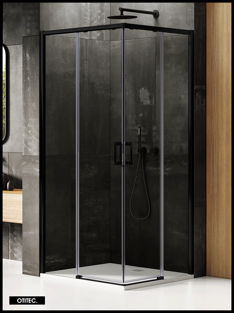 AICA Cabine De Douche Noire Porte De Douche Pivotante Noir En 8mm Verr U2013 Aica Sanitaire--ance
