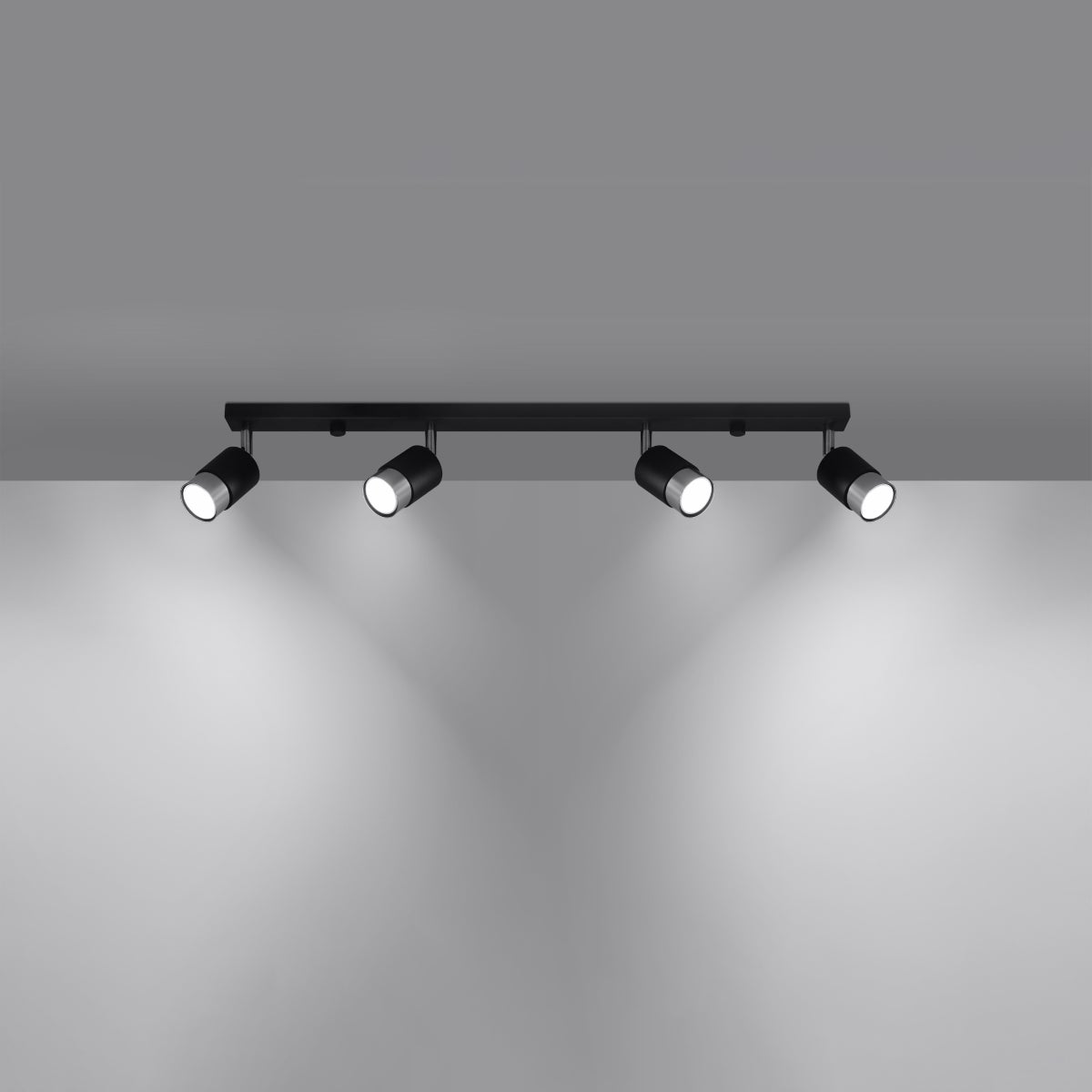 Plafon ALVOR 4 czarny/chrom LED 3000K - 81x5x18cm Sollux