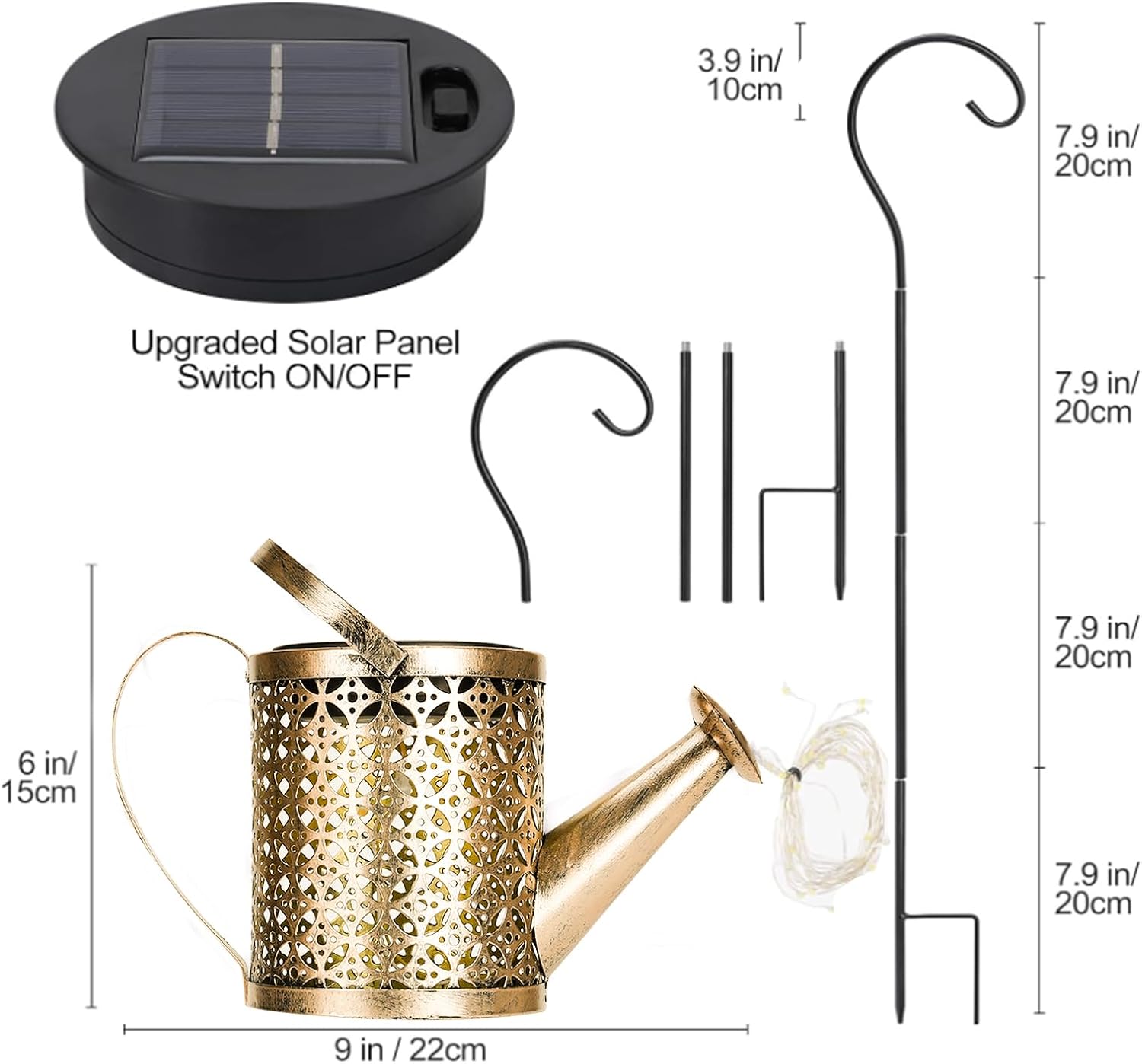 lampe solaire exterieur， Extérieur Arrosoir Solaire avec support，Étanche exterieures jardin，lumiere solaire exterieur Décor Cour, Pelouse, Patio - 4