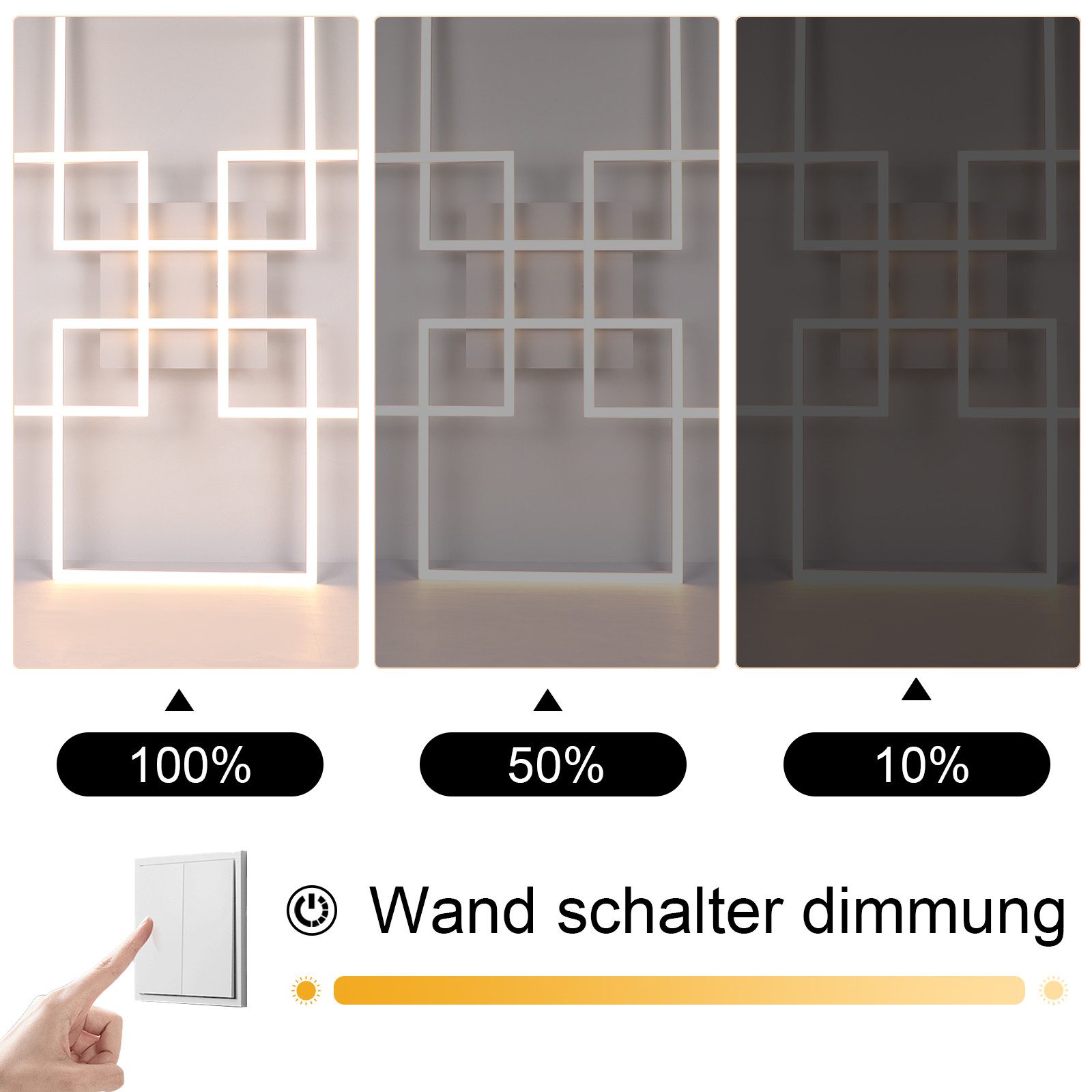 ZMH Nowoczesna lampa sufitowa LED 32W z prostokątnymi ramkami do salonu i sypialni - 5