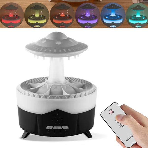 Humidificateur Rotatif De Nuages De Pluie Avec 7 Couleurs LED - 300 Ml - Humidificateur D'aromathérapie Avec Télécommande Pour Chambre à Coucher | Leroy Merlin