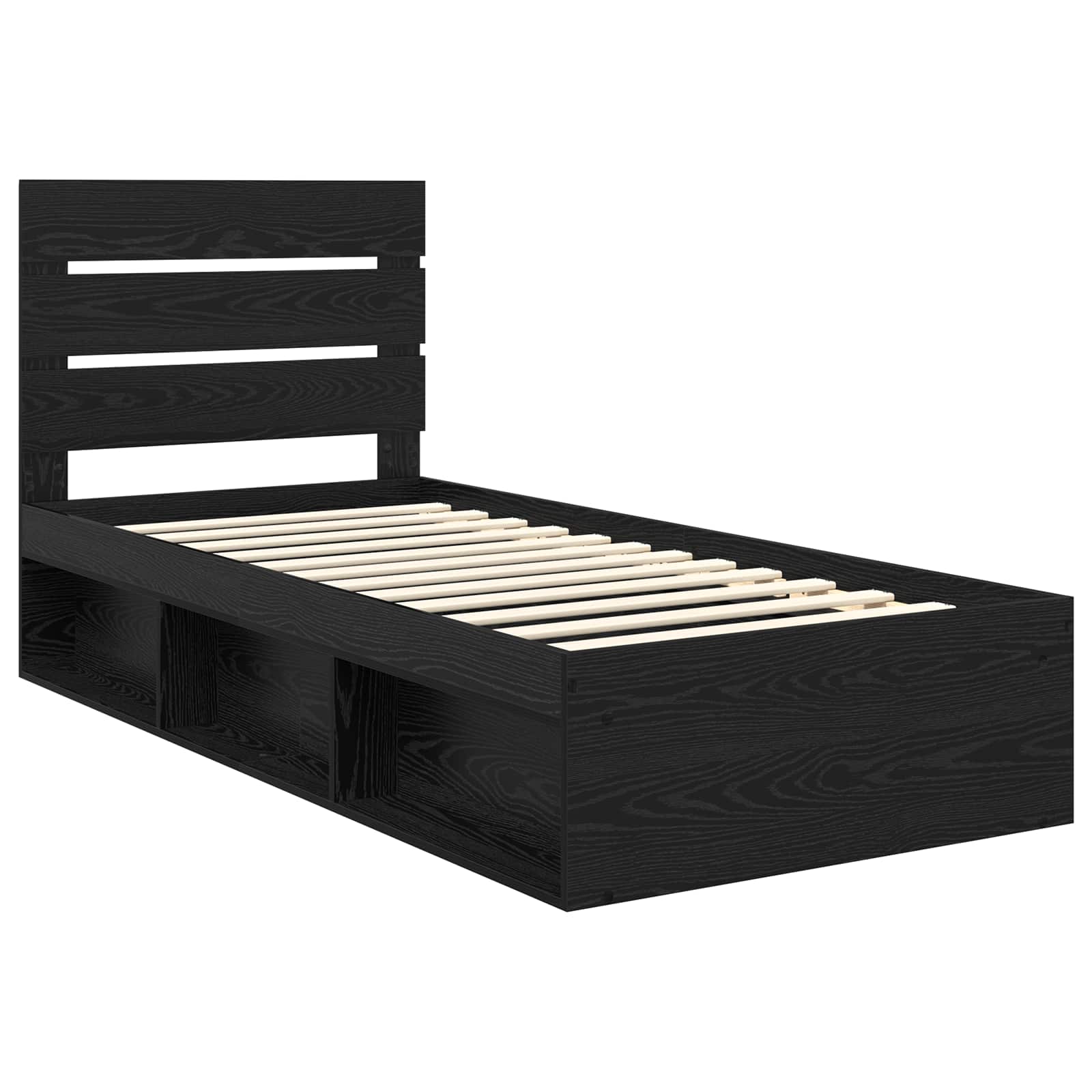 Cadre de lit noir 75 x 190 cm en bois de pin massif - 4