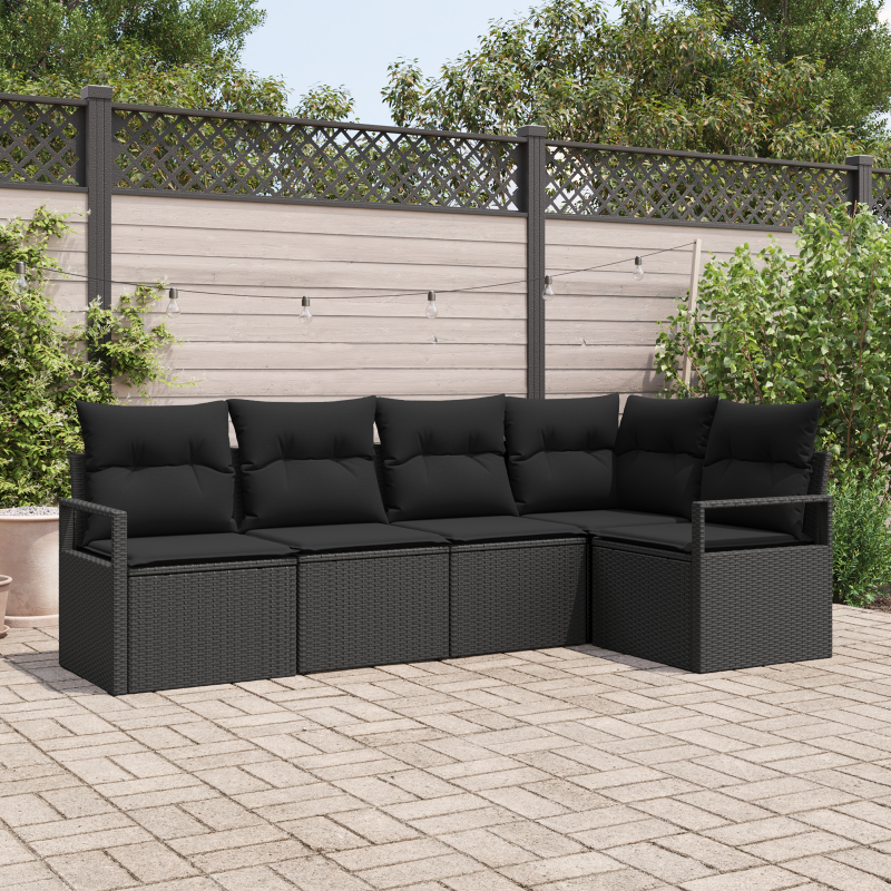 Zestaw Sof 5 pcs Czarny polirattan vidaXL