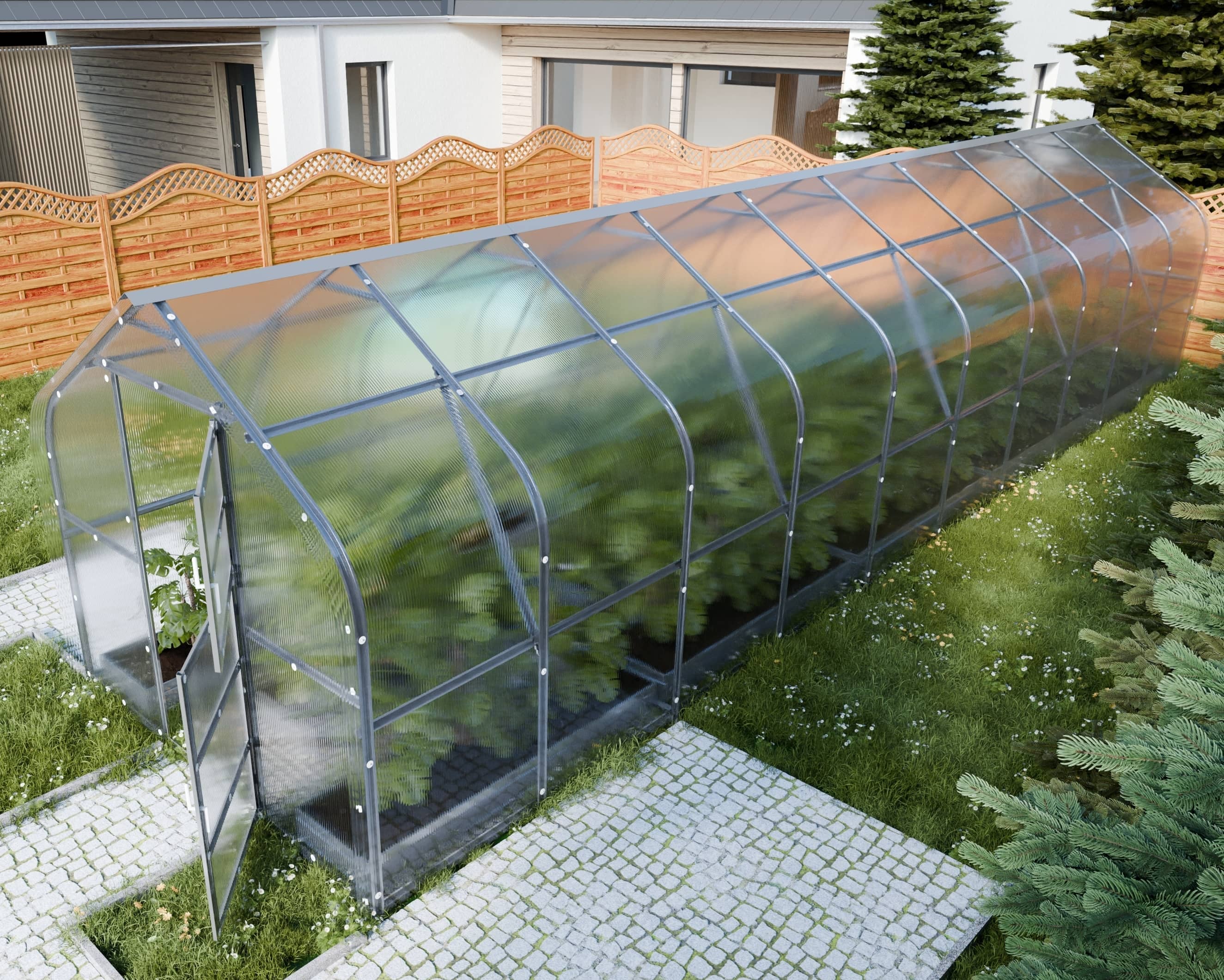 Szklarnia KLASIKA DROP 30 m2, 2,5 m x 12 m, 6 mm z pokryciem z poliwęglanu 1szt.