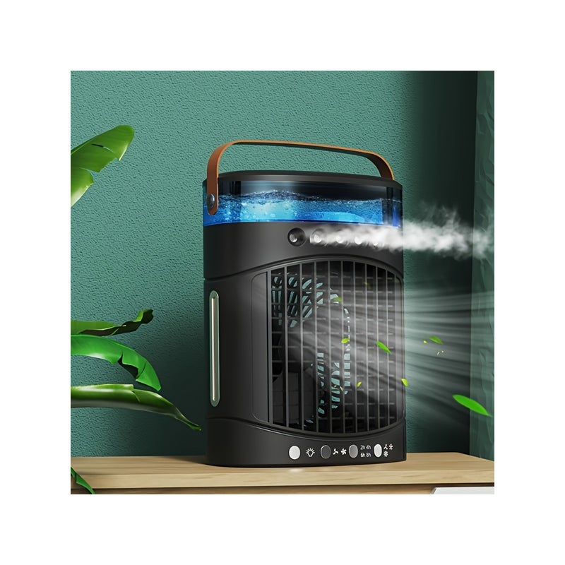 Nawilżacz powietrza z wentylatorem 600ml z LED - 2 Regulowane prędkości, 5 Otworów do rozpylania, Idealny do pokoju dziecięcego/biura - Wtyczka