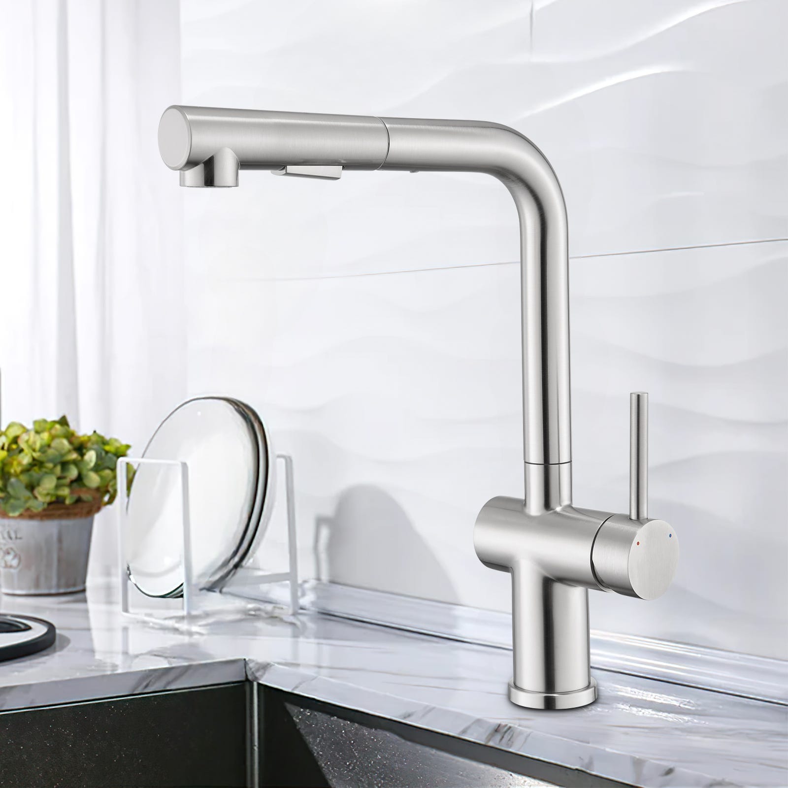 LOVHAUS Grifo de Cocina Extraíble, Grifo de Cocina con Rociador