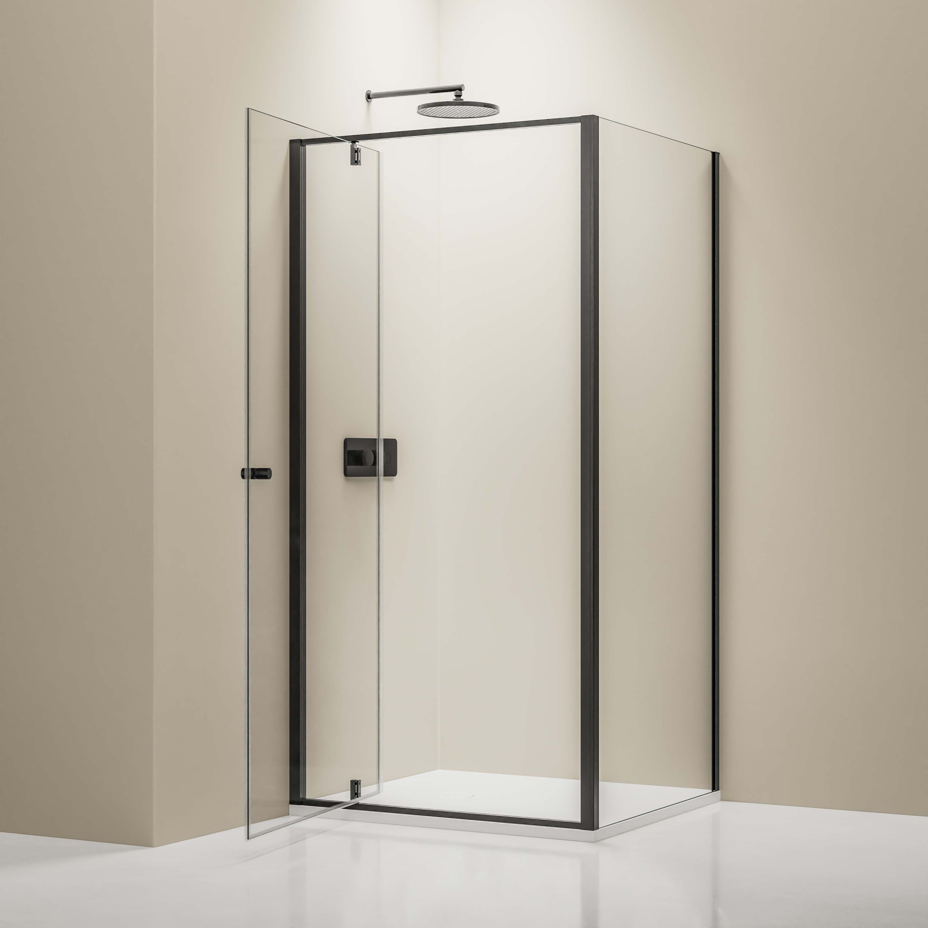 Bernstein Kabina prysznicowa narożna NT604 FLEX czarny mat szkło 6mm - 80x100cm