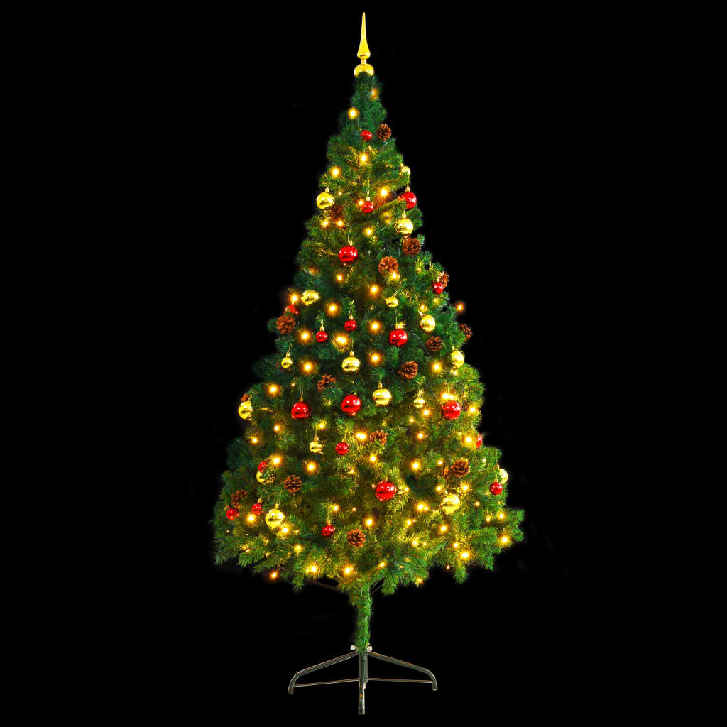 Maison Exclusive - Albero di Natale Preilluminato con Palline Verde 210 cm - 4