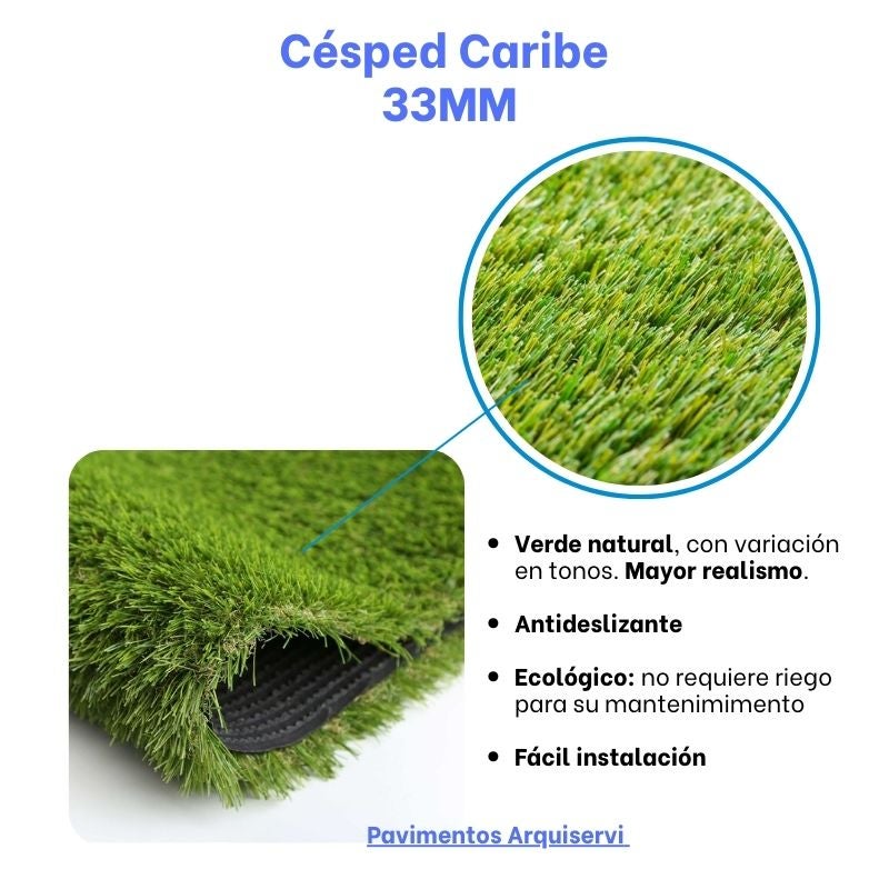 Arquiservi - Relva Caribe 35mm / Rolo 1x5m (5m²) Alta Densidade, Natural e Fácil de Instalar para Jardim, Terraço e Piscina - 3