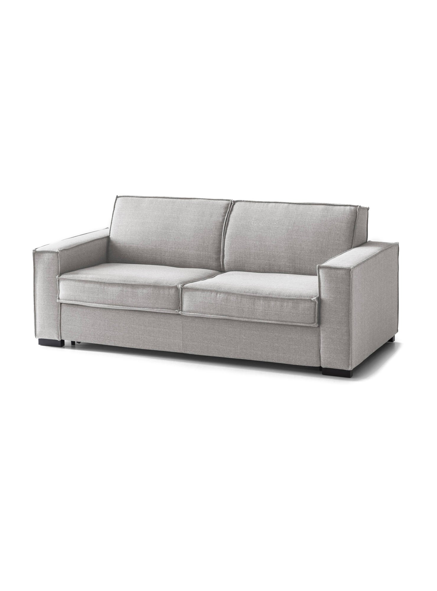 Sofá cama 2 plazas alk, sofá de salón con apertura giratoria, tejido acolchado con apoyabrazos finos, 100% made in italy, 160x95h90 cm, gris
