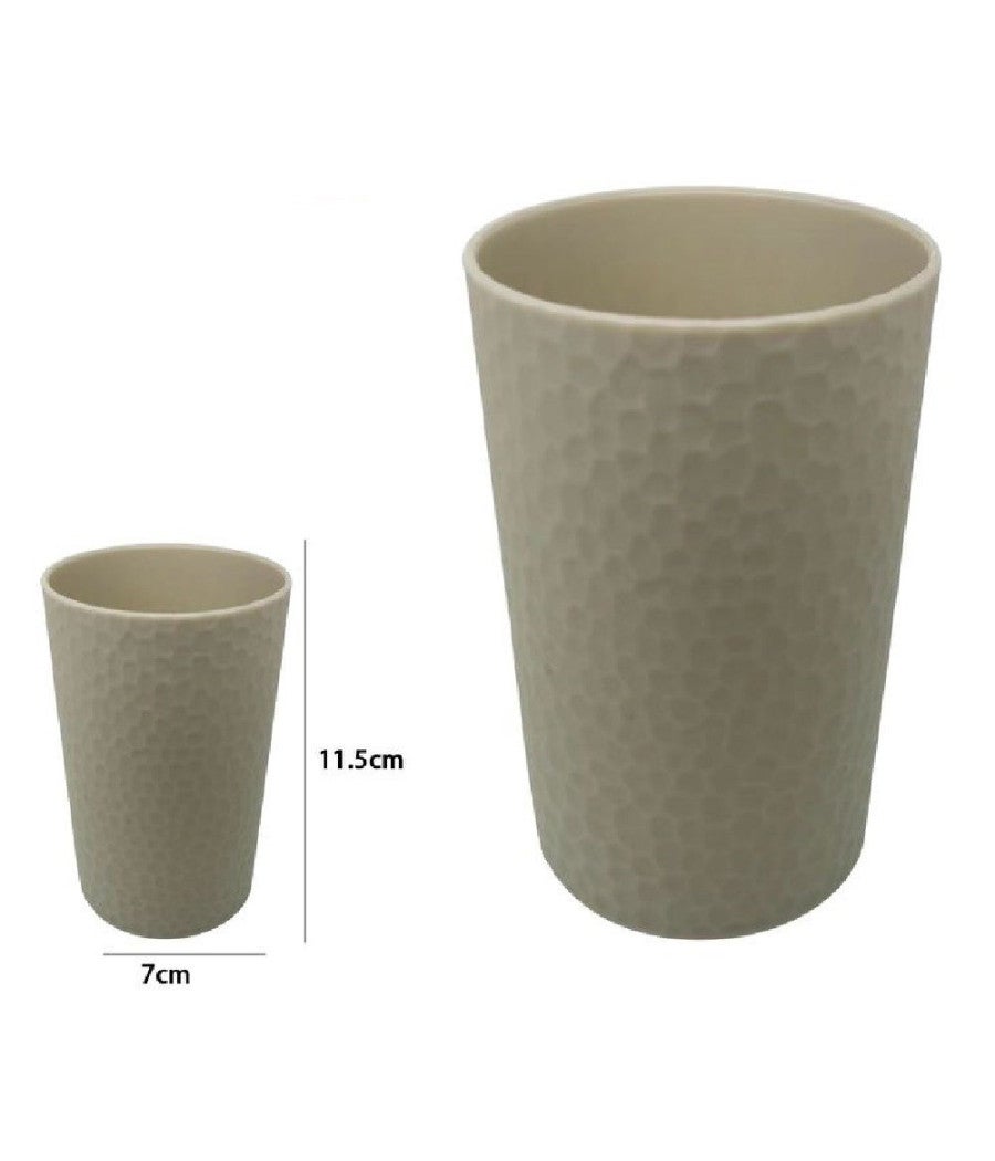 Trade Shop - Bicchiere Porta Spazzolini Da Denti Colore Beige Accessori Arredo Da Bagno 79179 - - 3