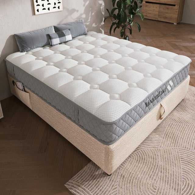 Matelas orthopédique mousse froide 160x200 cm 7 zones ressorts ensachés fermeté H3 OEKO-TEX 20cm hauteur 4 poignées