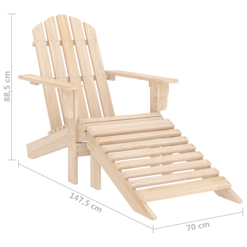 Chaise de jardin | Chaise d'extérieur Adirondack avec pouf bois de sapin solide CFW814331 - 8