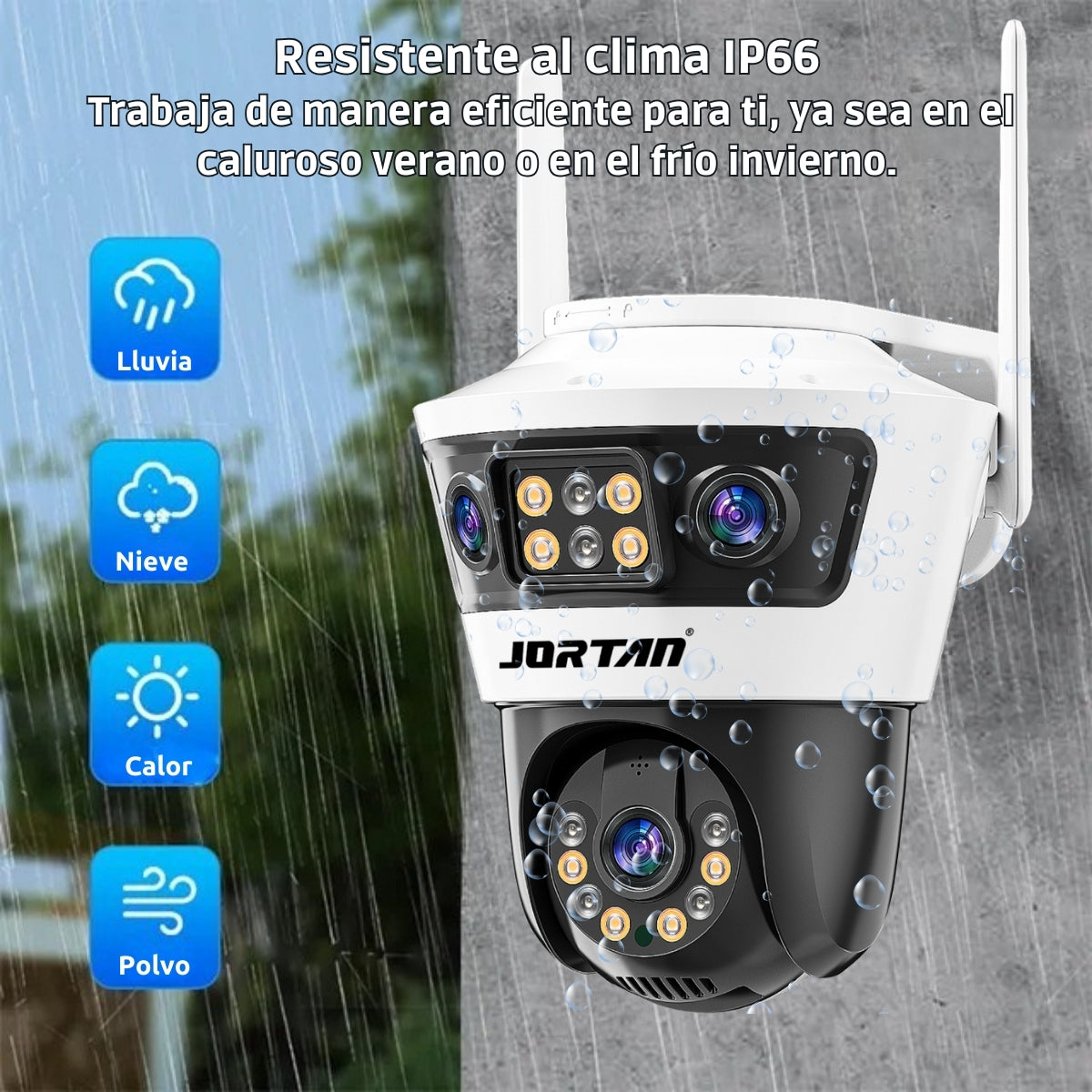 Caméra Surveillance Intelligente Wi-Fi, double objectif, suivi auto, détection IA, vision panoramique, cloud, intérieur/extérieur - 3