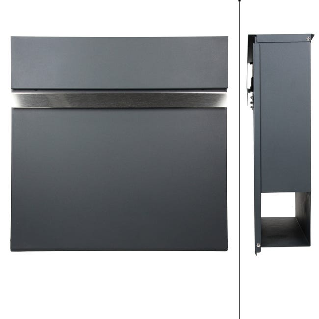 Cassetta Postale Esterna HOMCOM In Metallo - Con 2 Chiavi E 3 Finestre | 36.5x11.5x29cm Nero - Foto 13