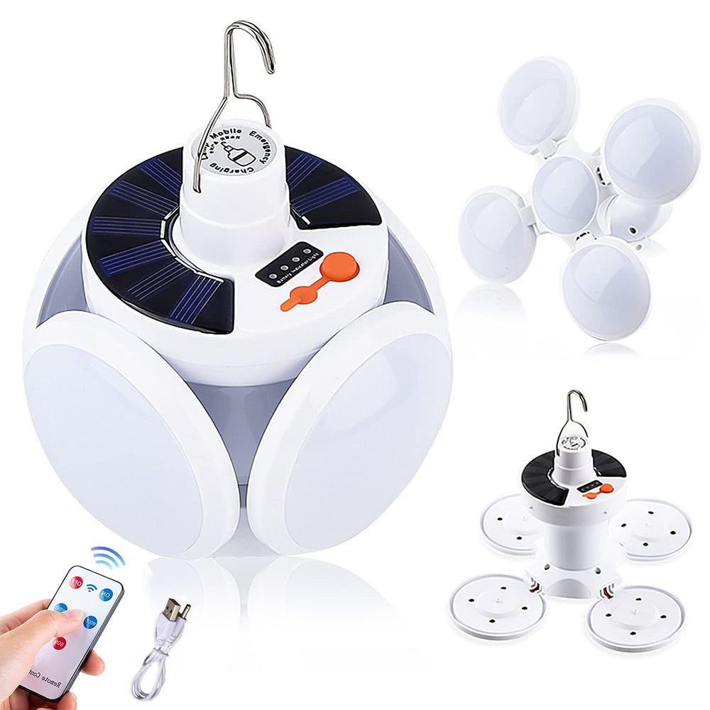 Solarna lampa kempingowa z pilotem i USB, składana przenośna lampa namiotowa, awaryjna solarna lampa latarni na huragan, do nocnego wędkowania