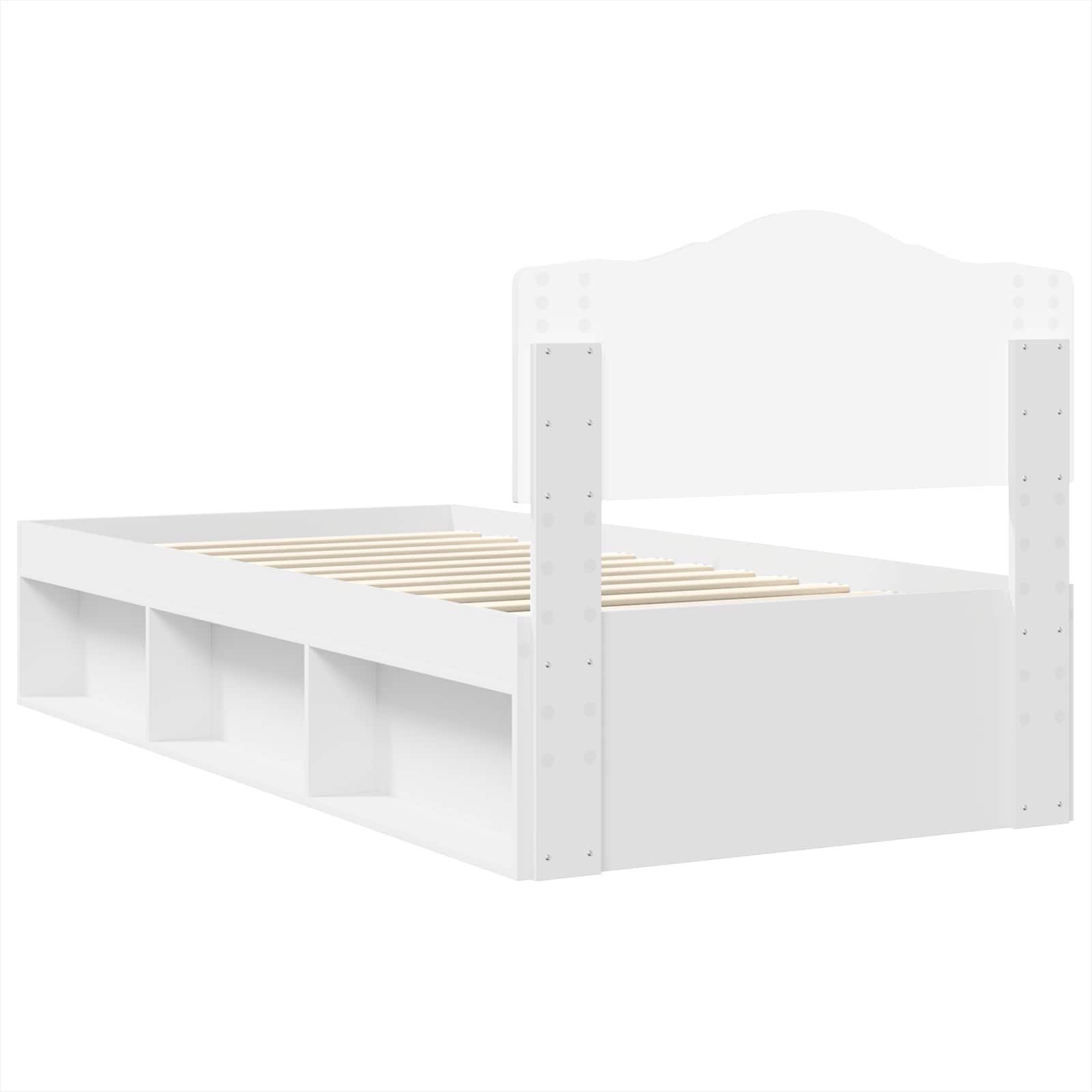 Cadre de lit blanc 75 x 190 cm pin massif - 9