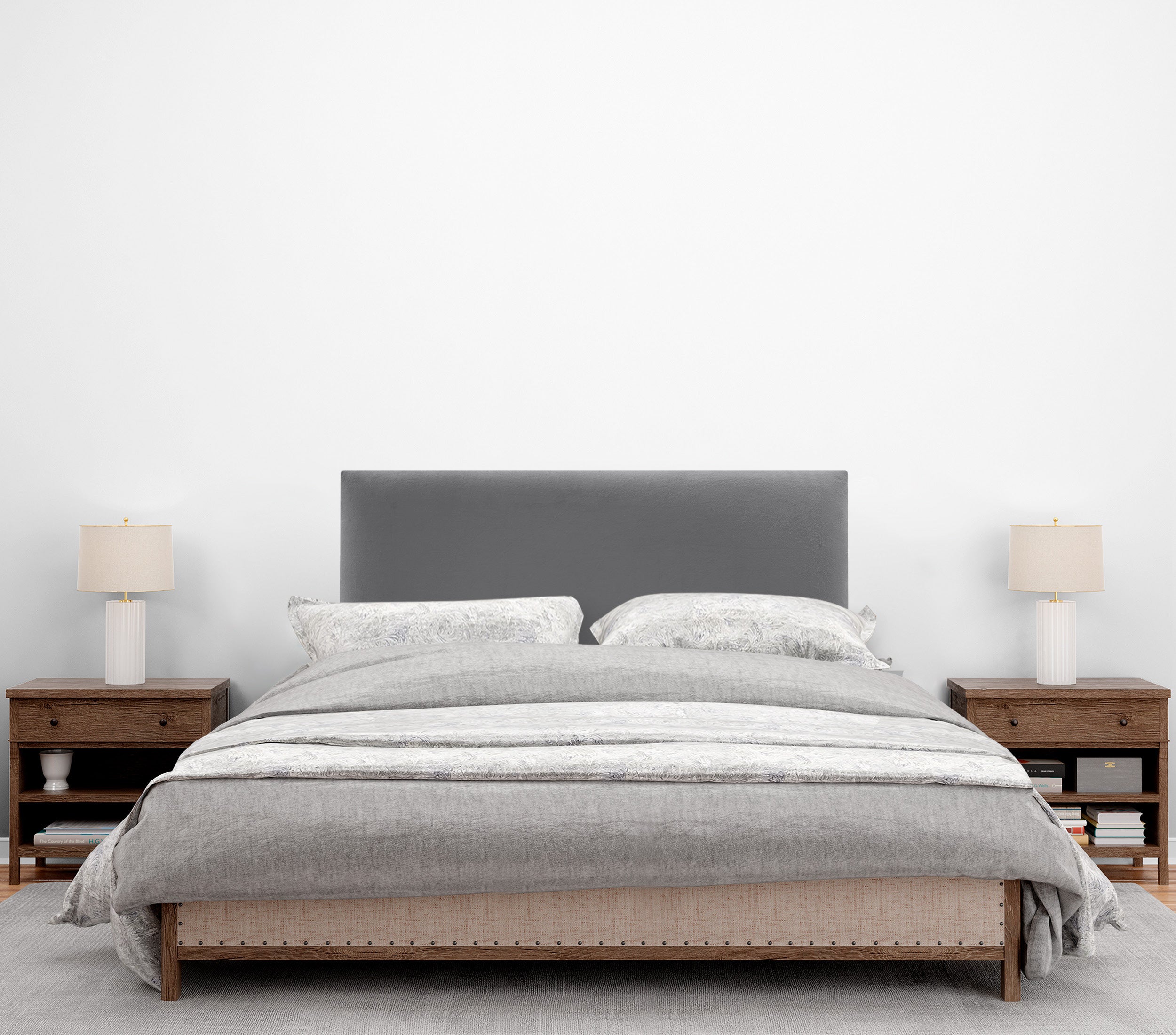 DHOME Testiera in Velluto Liscio Camera da letto Imbottita con Testiera Imbottita Moderna di Fascia Alta (Grigio Cenere, 105x50cm) - 4