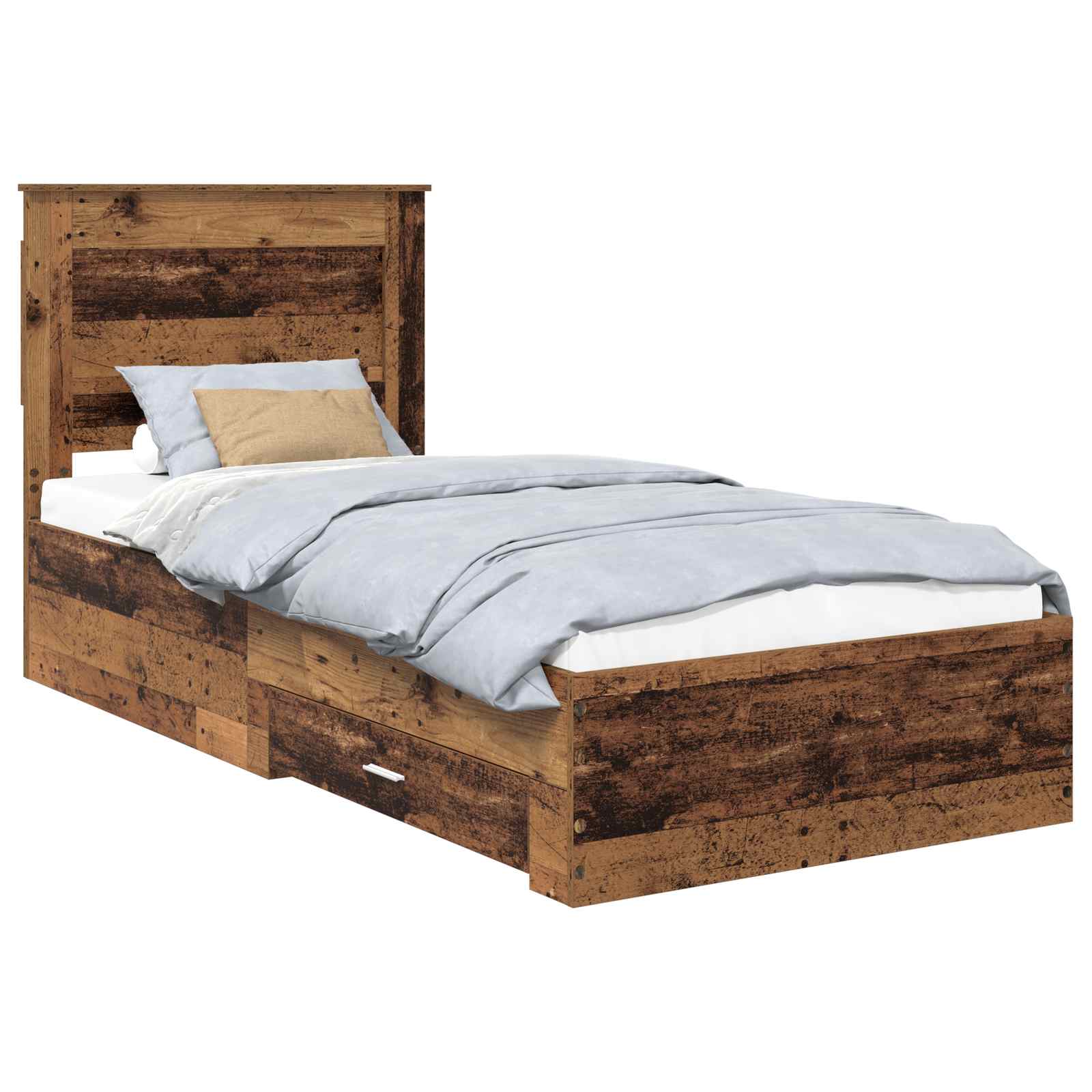Cadre de lit chêne vieilli 90 x 200 cm en panneau de bois - 2