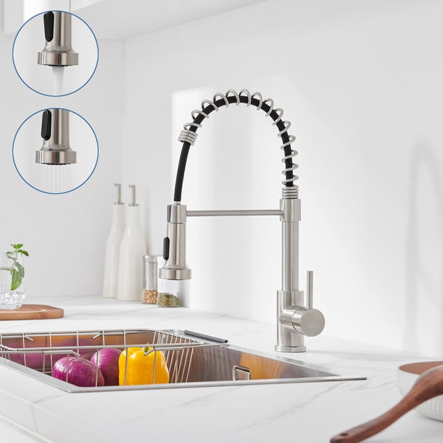AuraLum Max Miscelatore Cucina a Molla a Spirale con 2 Funzioni Doccia,Rotativo 360° in Acciaio Inox 304 per Cucina, Spazzolato,Modello UE