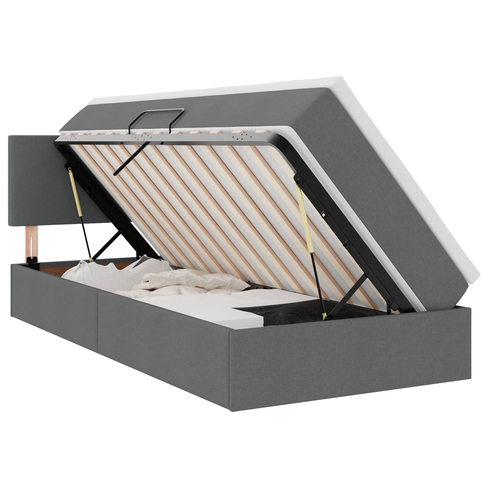 Lit avec rangement et matelas gris foncé 90 x 200 cm en velours - 2