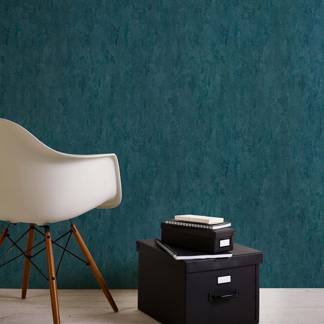 Papier peint bleu canard moderne Tapisserie bleue canard unie pour chambre adulte Papier peint intissé uni pour bureau