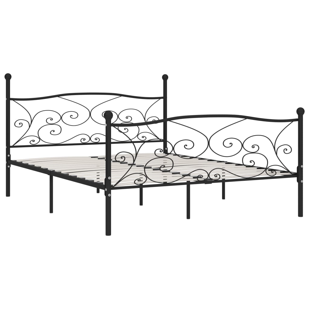 Maison Exclusive - Estrutura de cama com estrado de ripas 200x200 cm metal preto - 2