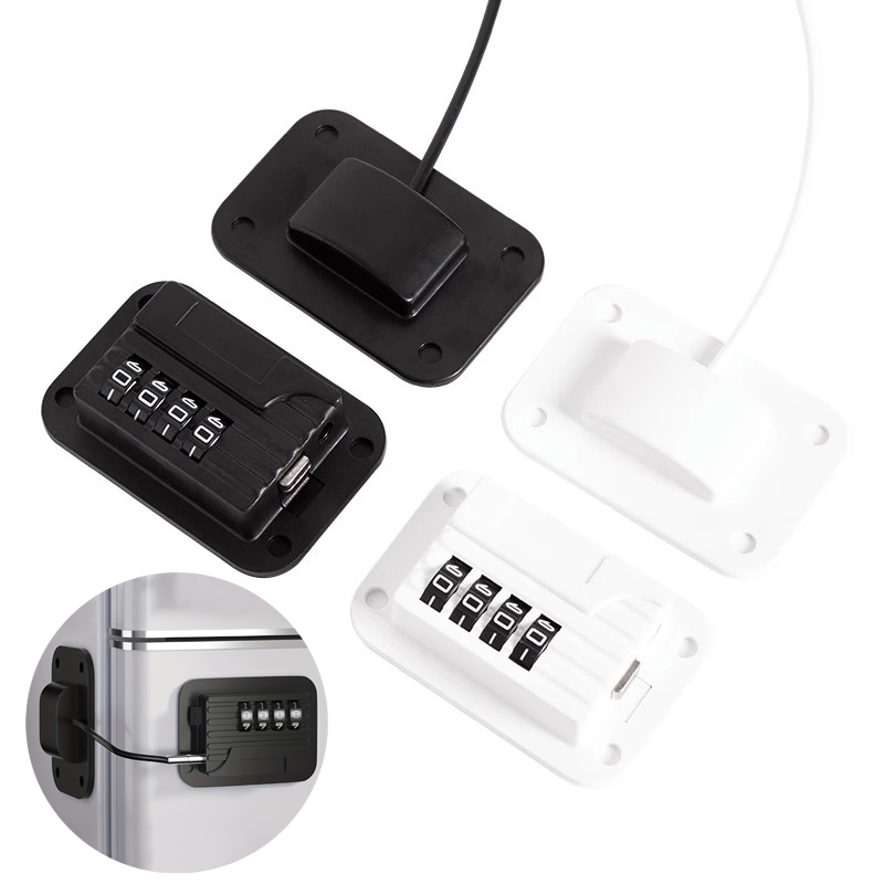 Serrure De Sécurité Enfant à Code 4 Chiffres Pour Frigo Et Armoires - Cadenas Sans Perçage, Installation Facile, Câble Souple