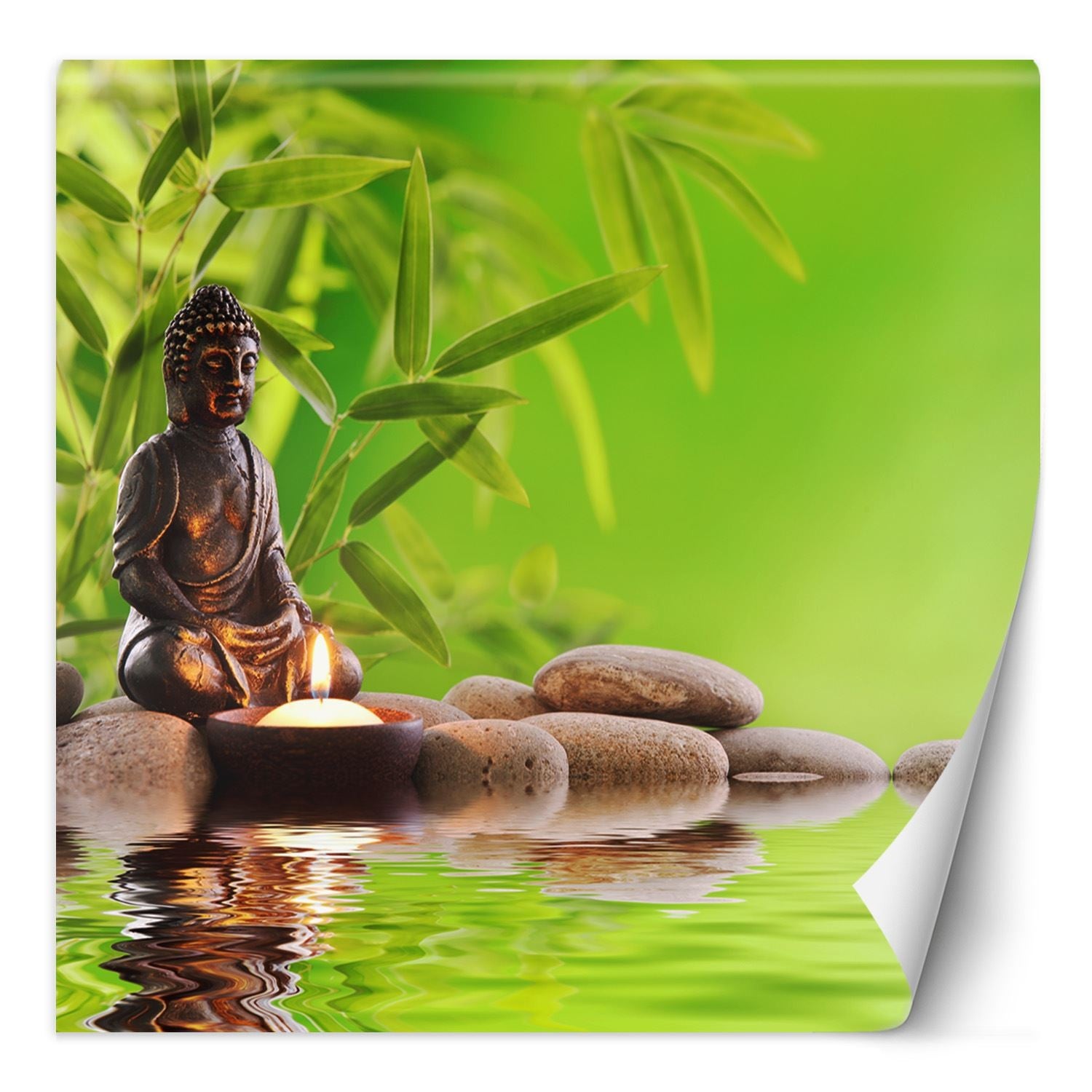 Fototapeta, Budda świeczka i kamienie zen 250x250