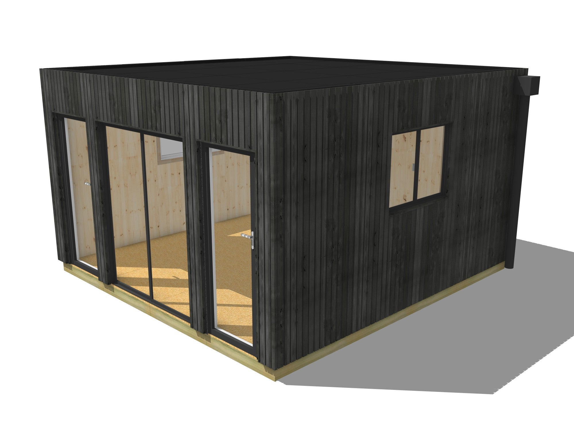 Extension maison en bois en bois 4,4 x 4,6 x 2,7 m avec plancher isolé - 2