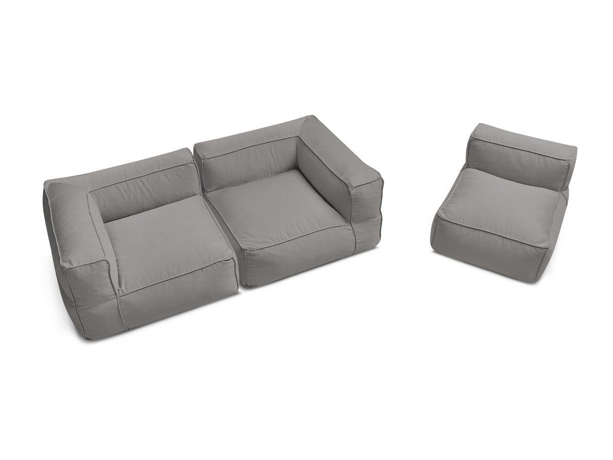BOBOCHIC Canapé de jardin modulable GIULIA avec bâche de protection, 2 angles et 1 chauffeuse 1 place Gris foncé - 3