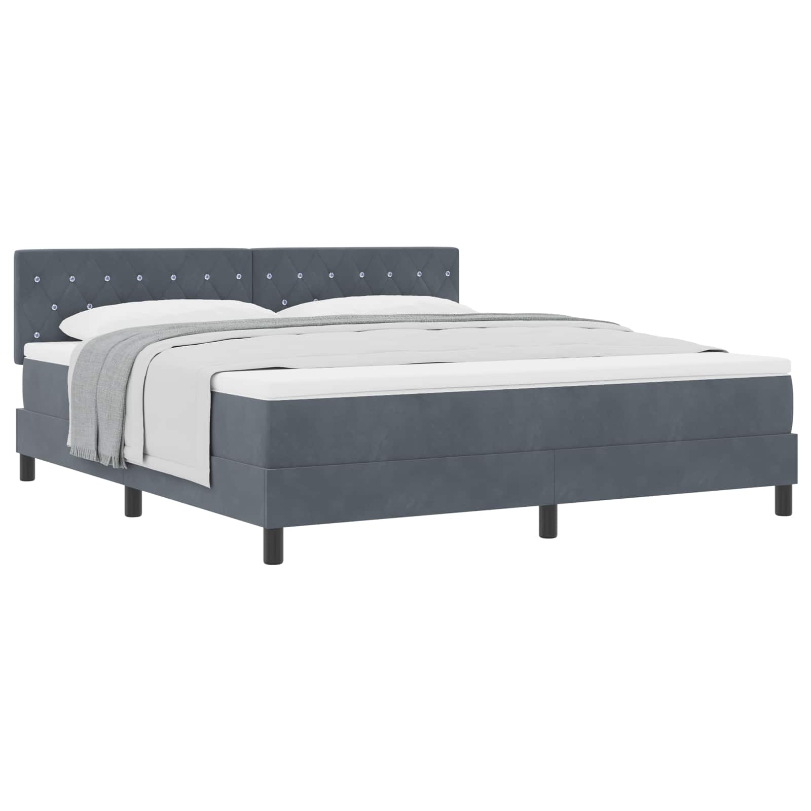 Cama tipo Box Spring Gris oscuro 180 x 200 cm Terciopelo | Leroy Merlin