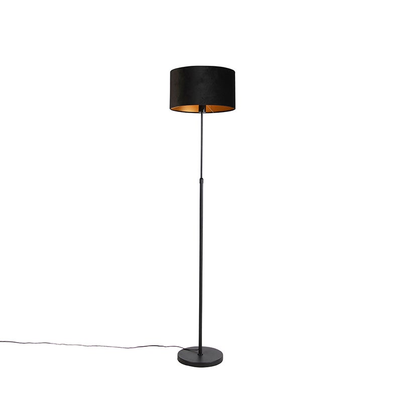 Qazqa classic-antique lampa podłogowa z kloszem inteligentny - Parte Fl - czarny, żarówkami LED 7w, e27, 2700k - 6500k