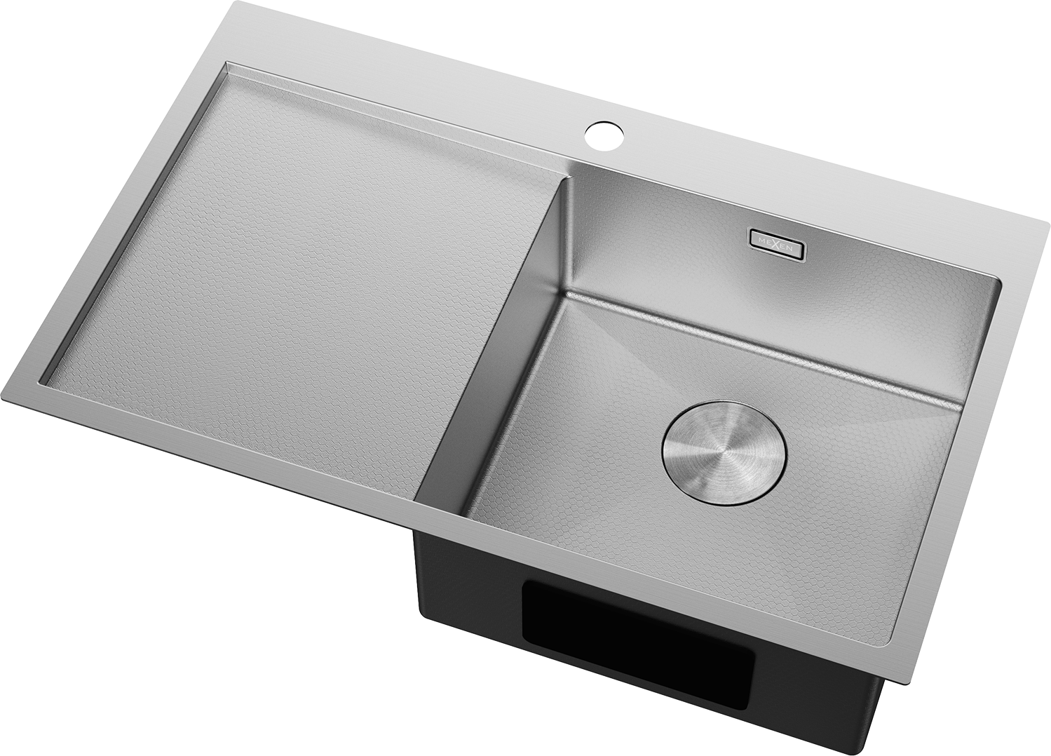Mexen Exar évier en acier 1-bac avec égouttoir à droite 780 x 480 mm, inox HC - 6434781010P-01HC - 2