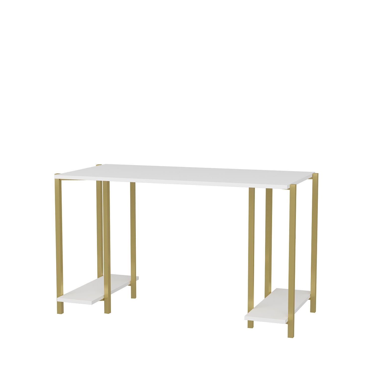 Bureau style minimaliste moderne Davy L125cm Blanc et Or | Leroy Merlin