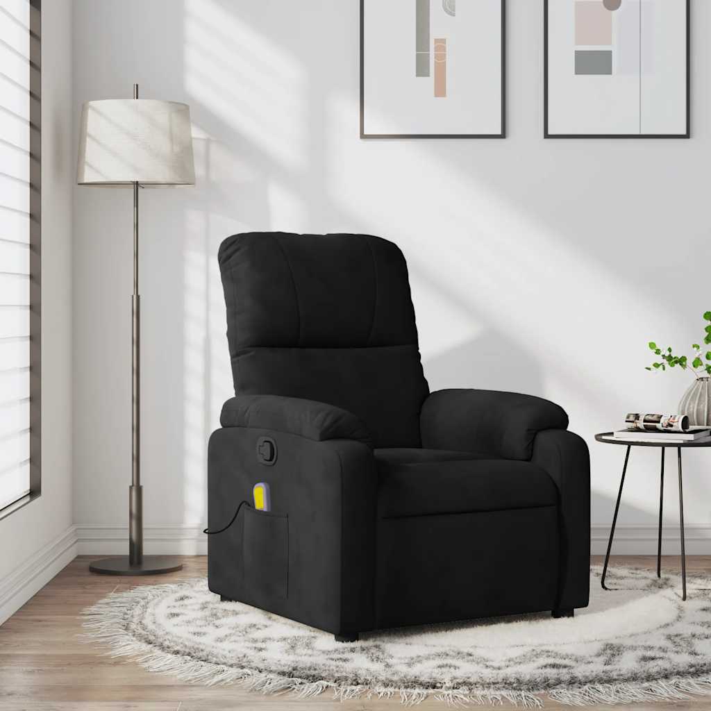 Fauteuil de Salon，Chaise，Fauteuil inclinable de massage noir tissu microfibre - 2