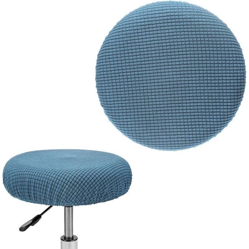 2-częściowy pokrowiec na okrągły stołek (niebieski), okrągły pokrowiec na stołek barowy, zmywalny, łatwy w pielęgnacji, miękki i trwały, na stołki o ś