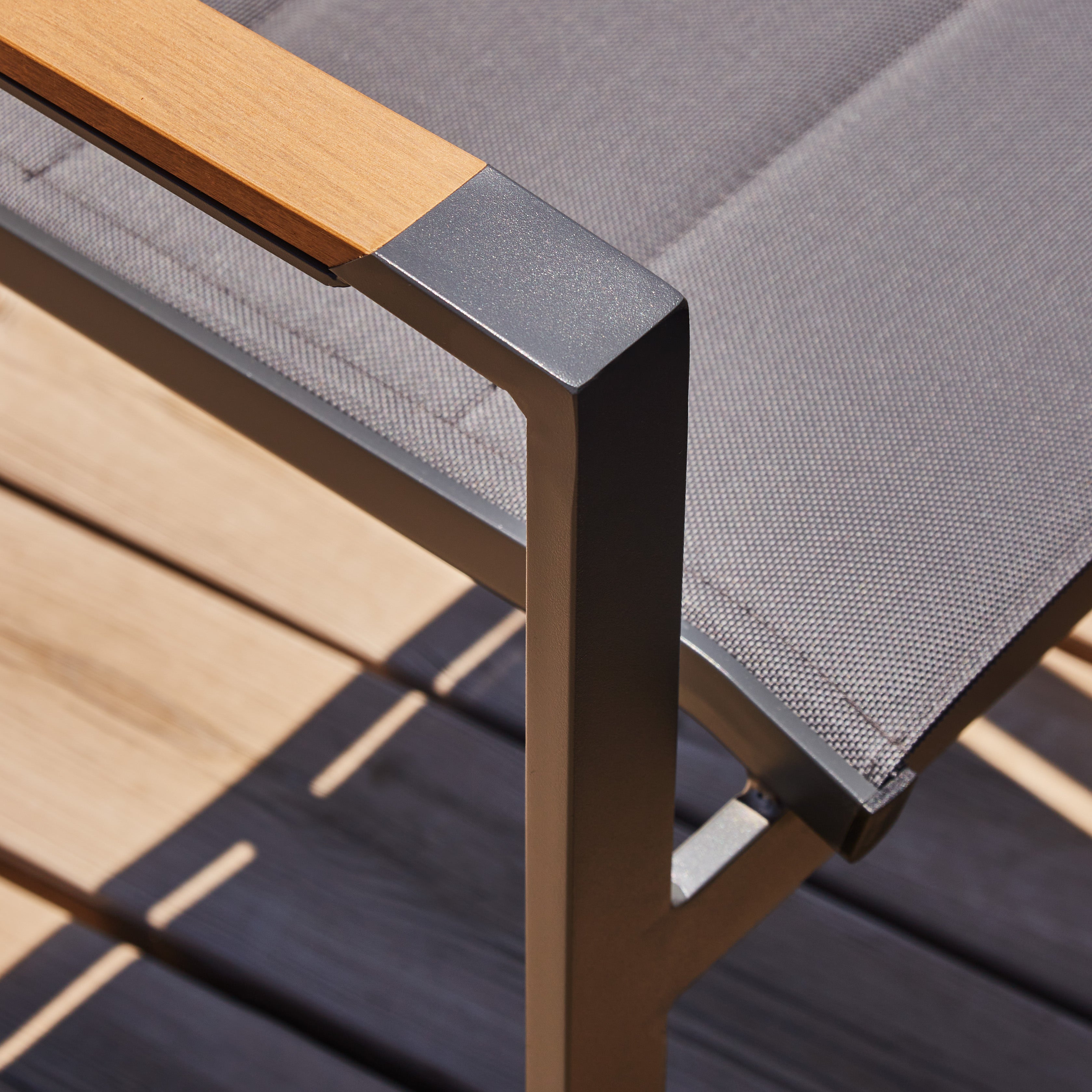Set jardin mesa 130x70 y 4 sillas de textileno y aluminio antracita oscuro - Osaka - 5