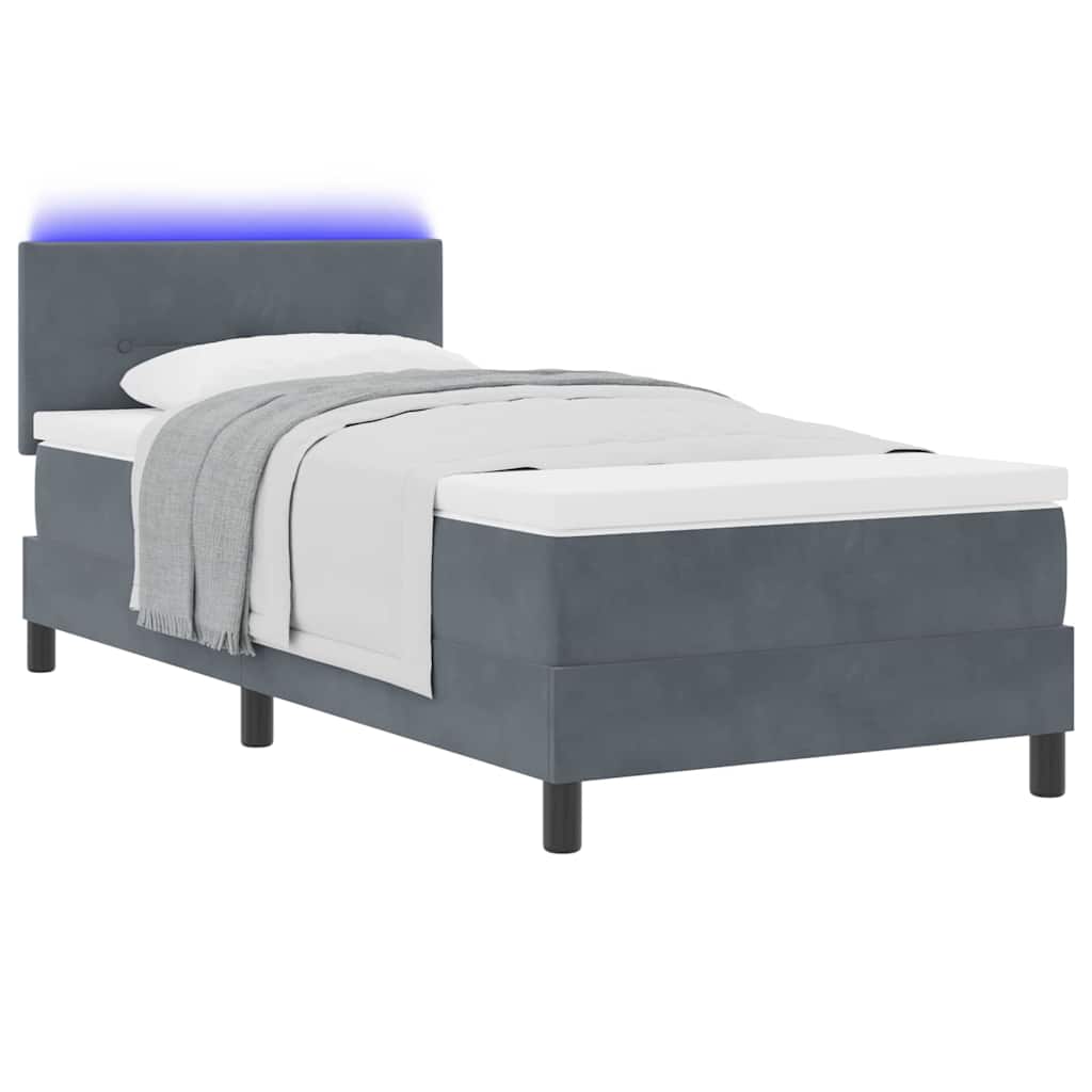 Cadre de lit avec matelas Gris foncé 90 x 200 cm Velours - 3