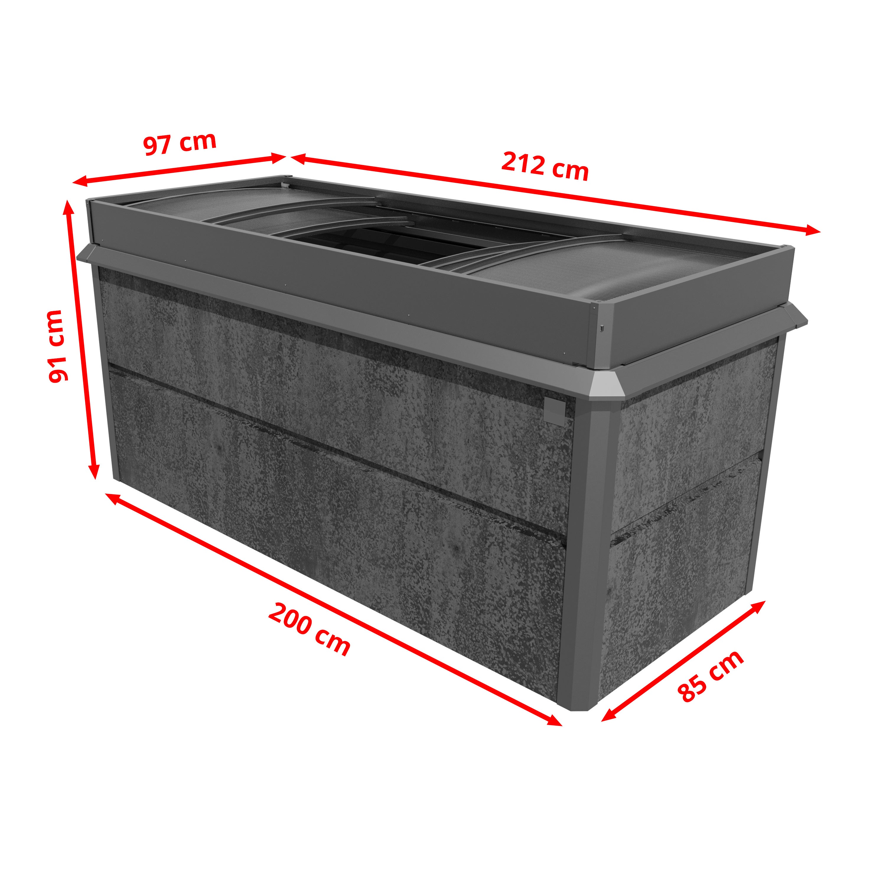 PRIMEYARD 200 x 85 x 77 cm Carré potager surélevé NELE, acier corten, aspect rouille | inclus une mini serre et une protection anti-limaces - 3