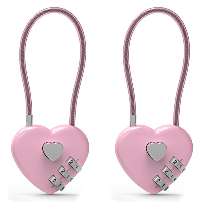 Candado Rosa Candado de combinación de tres dígitos, cable de acero para candado de ...