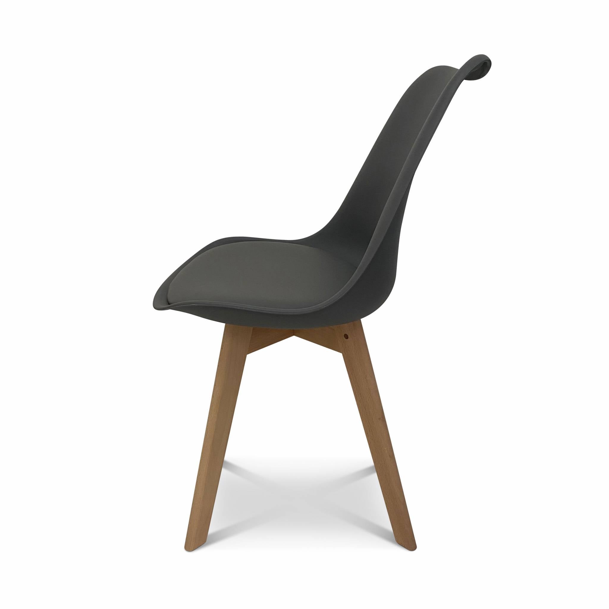 Set di 4 sedie scandinave imbottite, con gambe in legno per sala da pranzo, Grigio - 3