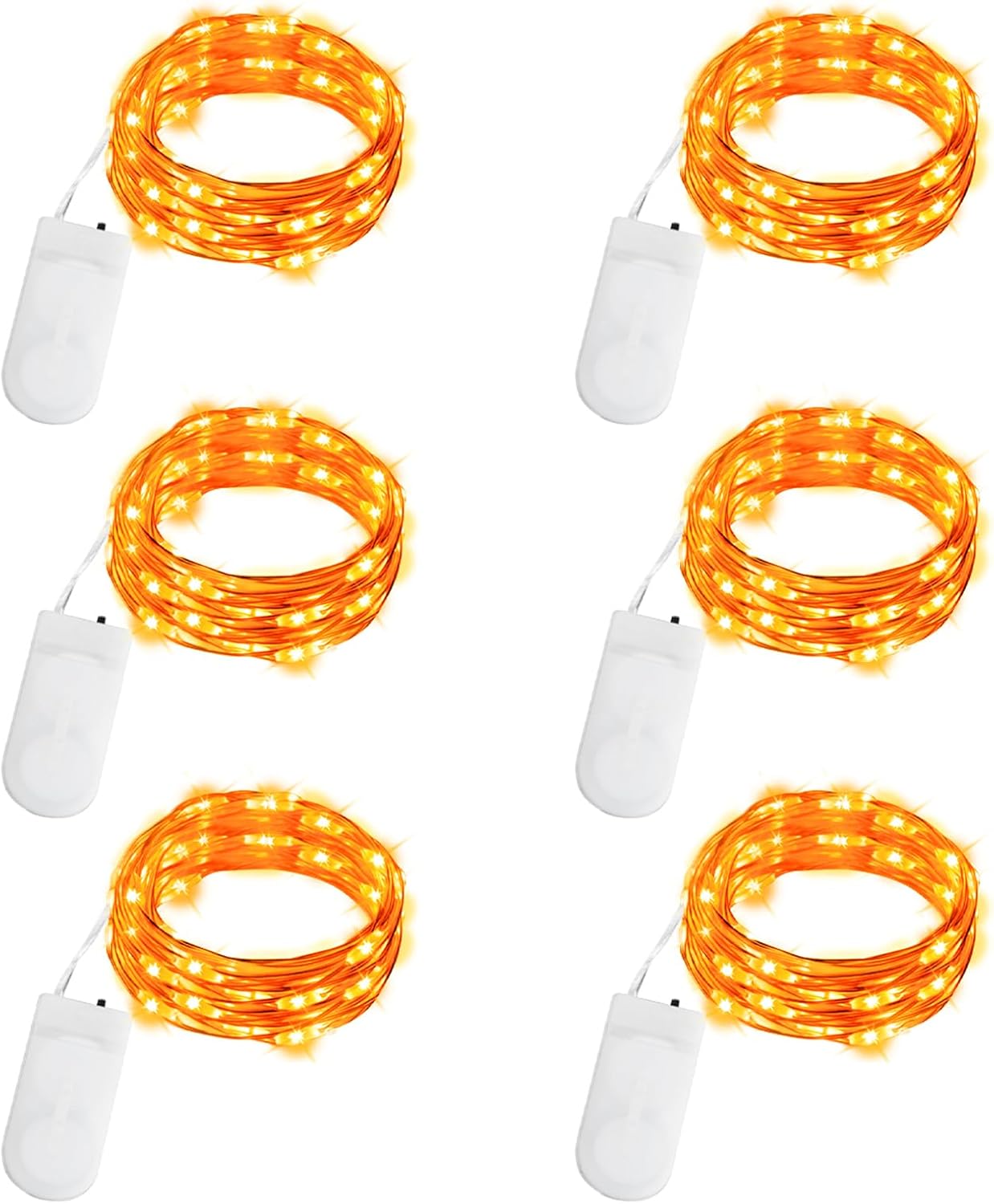 6 sztuk lampek choinkowych zasilanych bateriami (5 m), 50 diod LED, miniaturowe lampki choinkowe LED z miedzianym drutem, wodoodporne, do użytku wewną