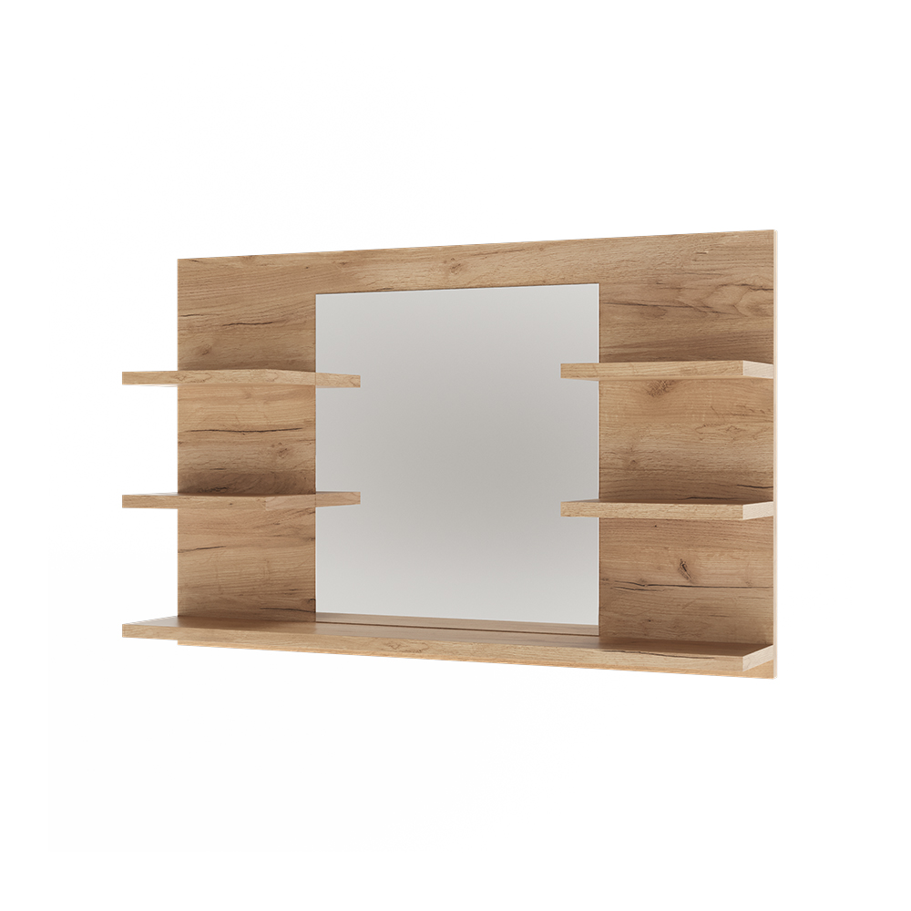 Vicco Szafka z lustrem w łazience Wilbur, Złoty dąb energetyczny, 78 x 50 cm z półkami
