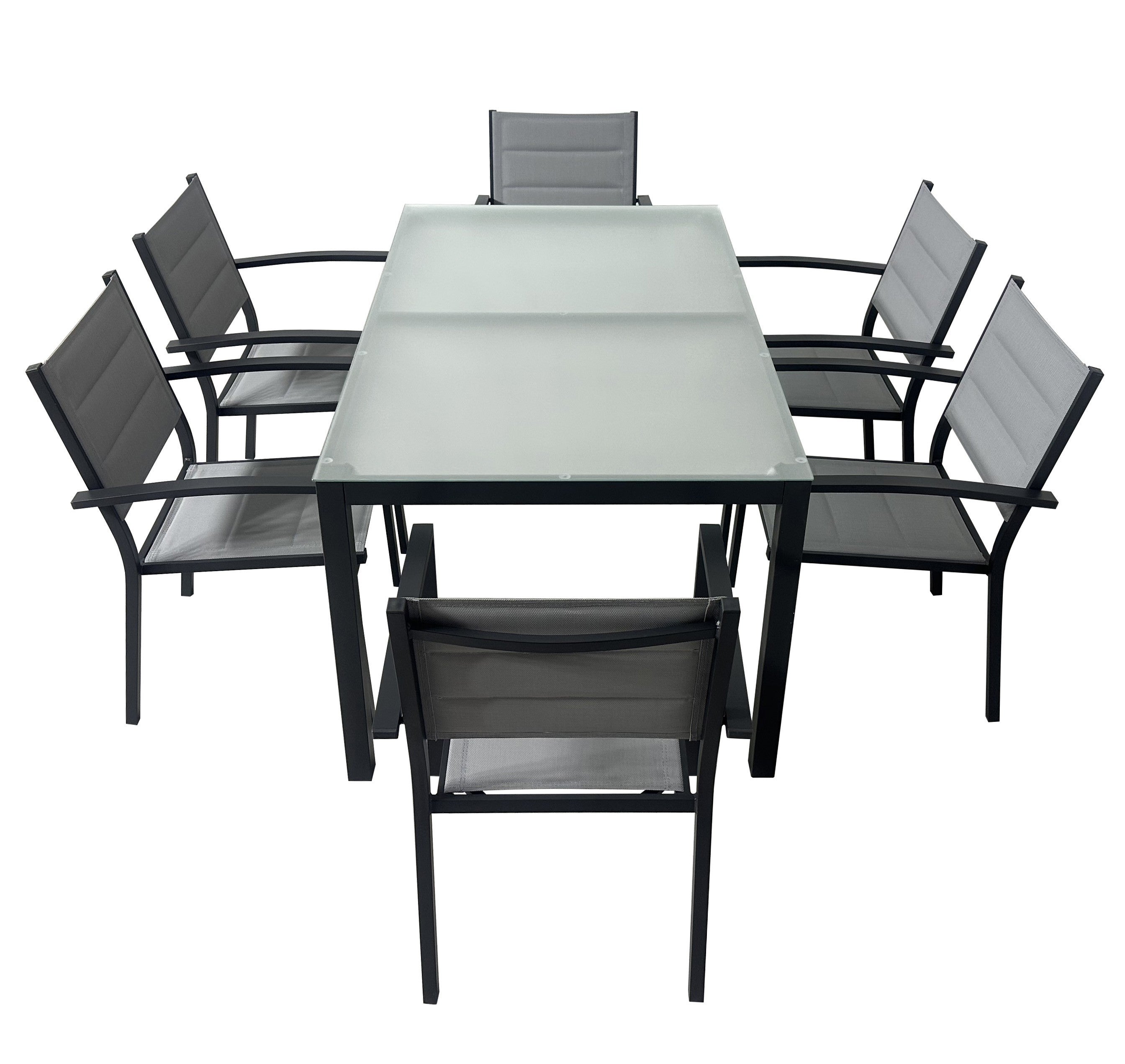 Mesa de Jardín Rectangular de Aluminio Gris Antracita 150x90 cm – Cristal Templado | Exterior y Terraza BENIDORM - 9