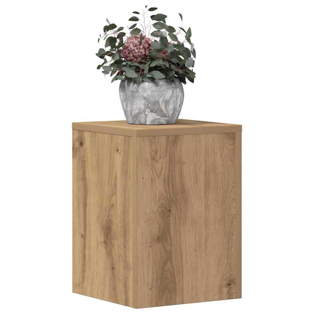 Lot de 2 supports pour plantes chêne artisanal en panneau de bois - 8