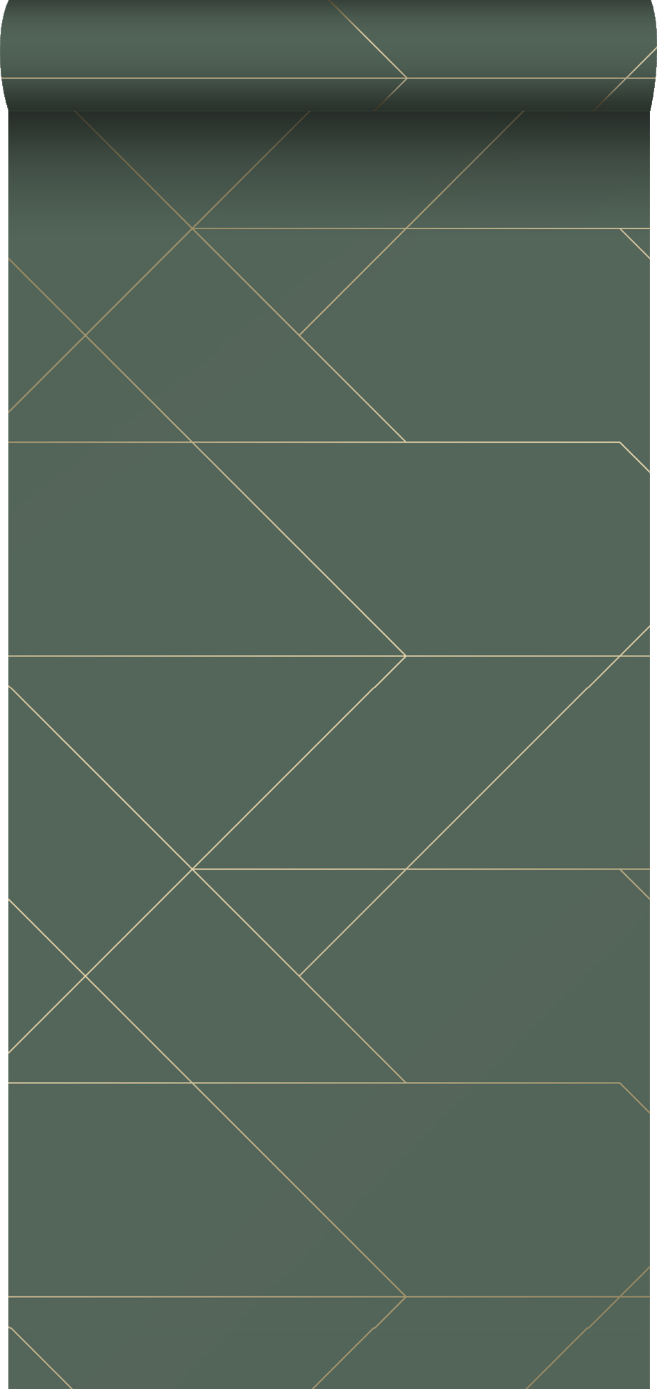 Tapeta linie graficzne ciemnej zieleniIzłotym - 53 cm x 10.05 m - ESTAHOME