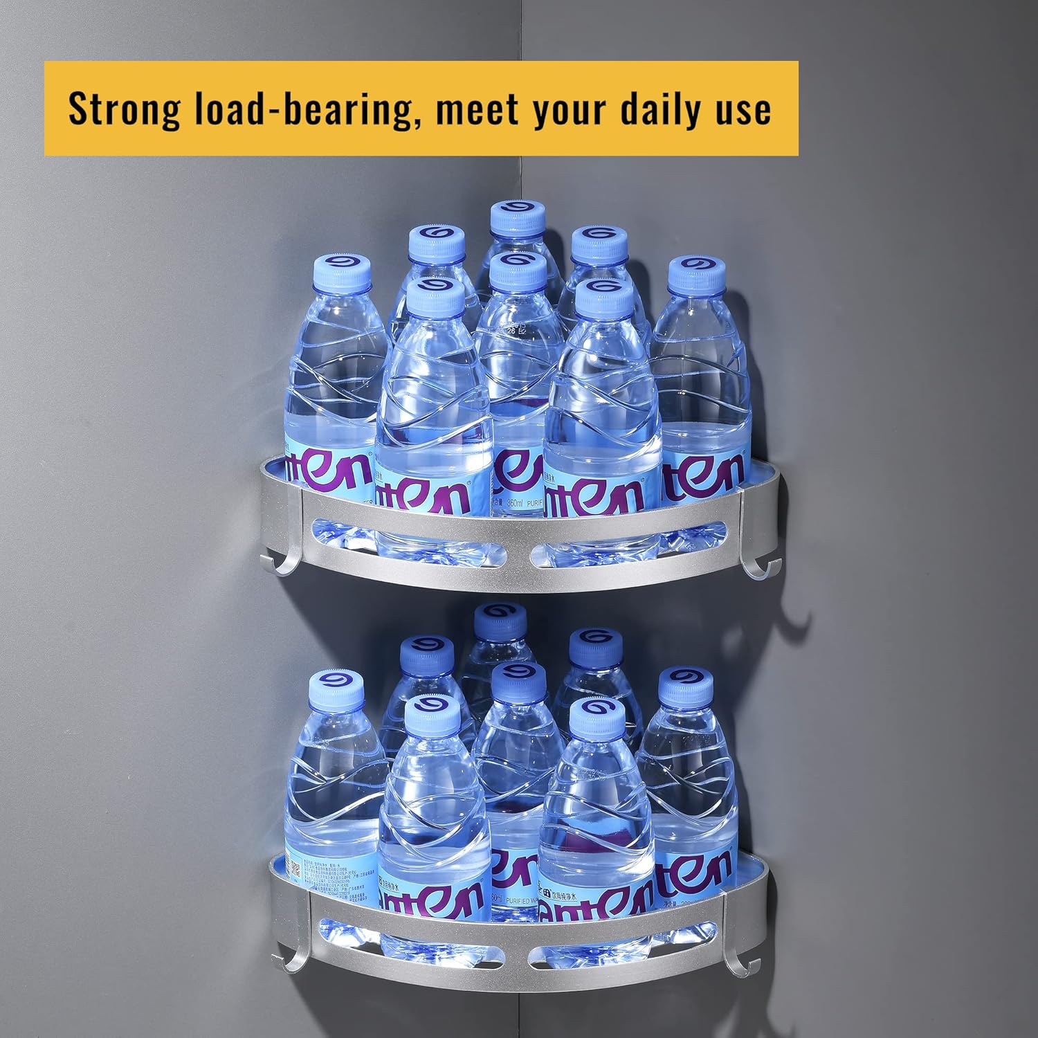 Mensola per doccia senza foratura, mensola angolare per doccia antiruggine, portaoggetti per doccia con 4 ganci, portaoggetti per doccia senza foratu - 2